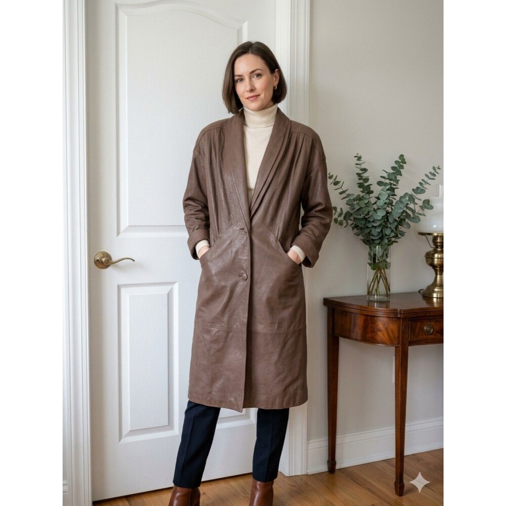 Jacqueline Ferrar Leather Trench Coat M